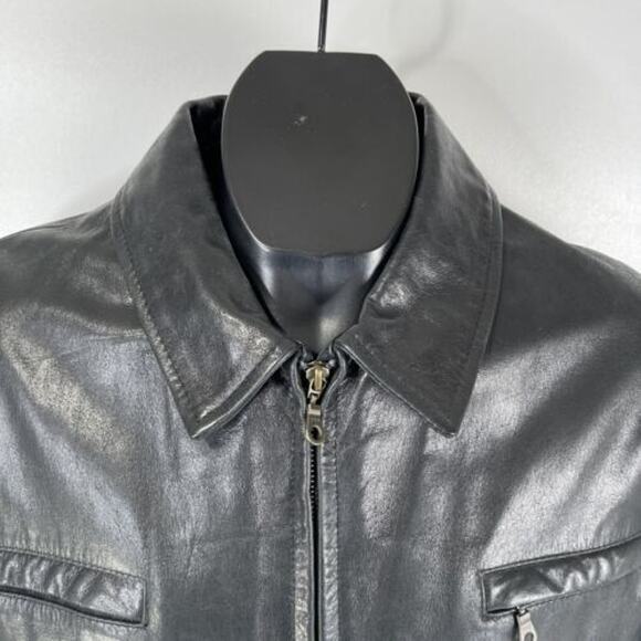 London Brando Men's Leather Jacket Black Sz XL Long Sleeves Zip Front Biker Moto - Picture 4 of 10